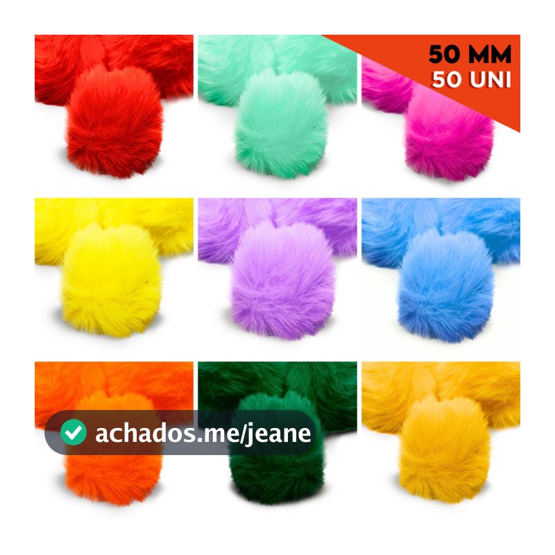 Pompom de Pelúcia 50mm - C/50 UN - Macios | Ideal para Artesanato, Laços e Chaveiros | Aviv