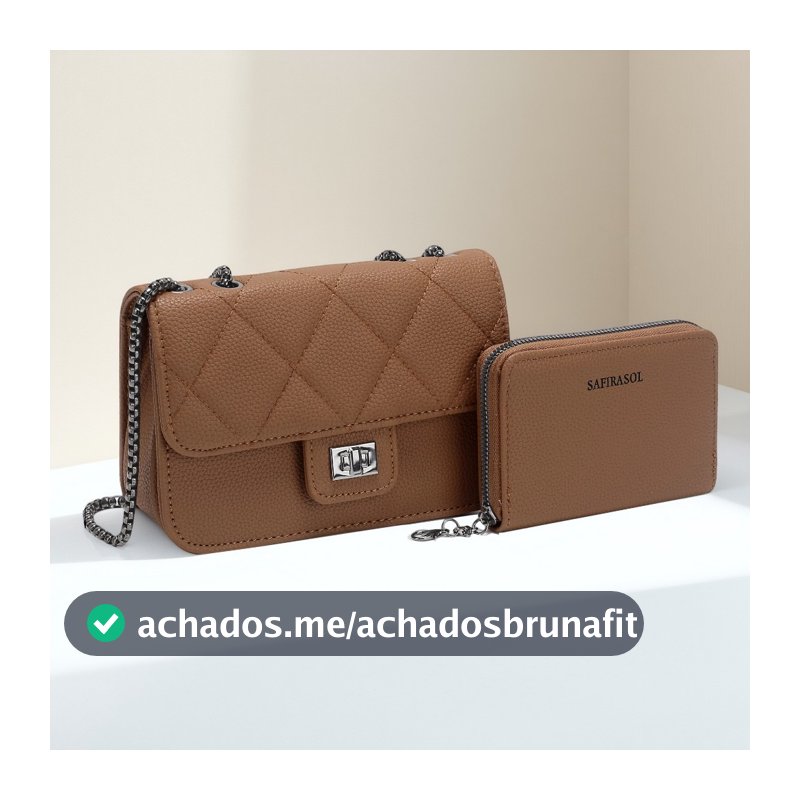 Bolsa Feminina Alça De Corrente Transversal kit2 bolsa com carteira Pequena Festa Balada Moda Blogueira LZ360