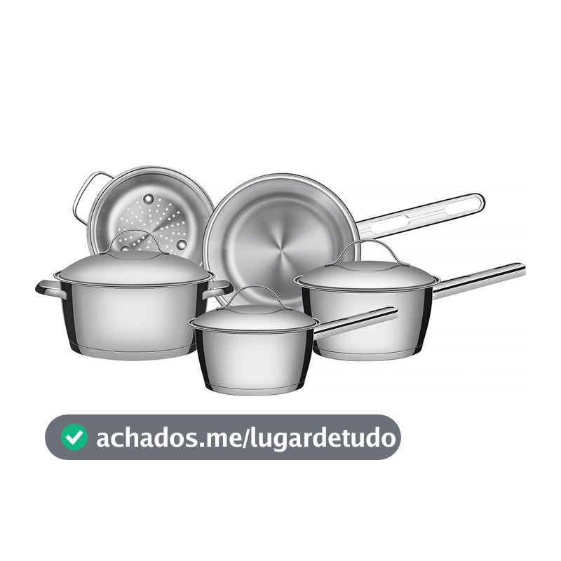 Jogo de Panelas de Aço Inox Indução Tramontina 5 Peças Allegra