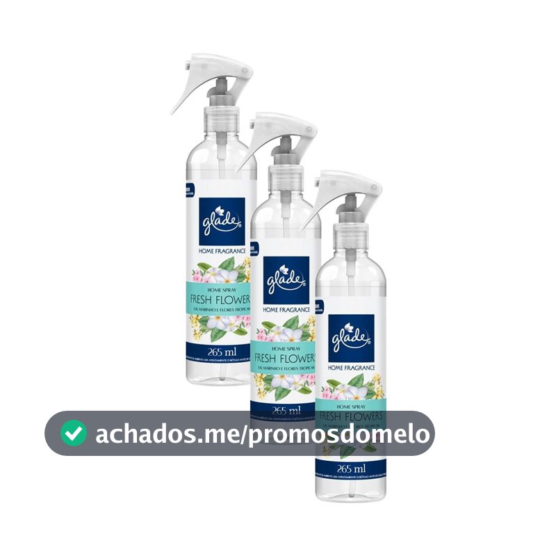Kit 3 Odorizador Ambiente Fresh Flowers Glade Home Fragrance Frasco 265ml cada