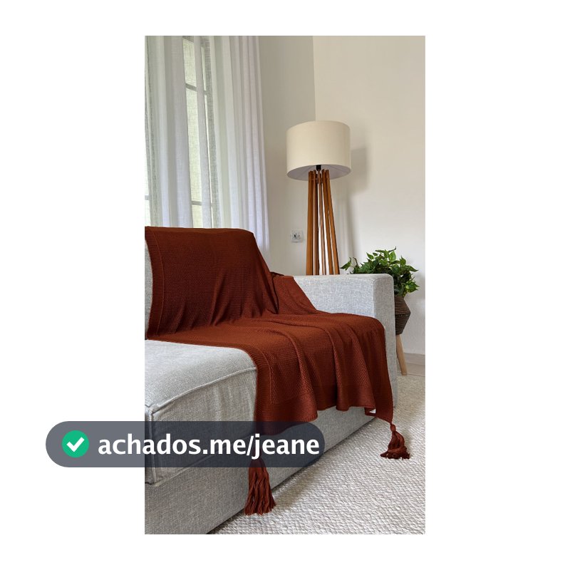 Peseira Manta Decorativa Pompom Sofá Sala Cama Luxo Tricot 150x90cm