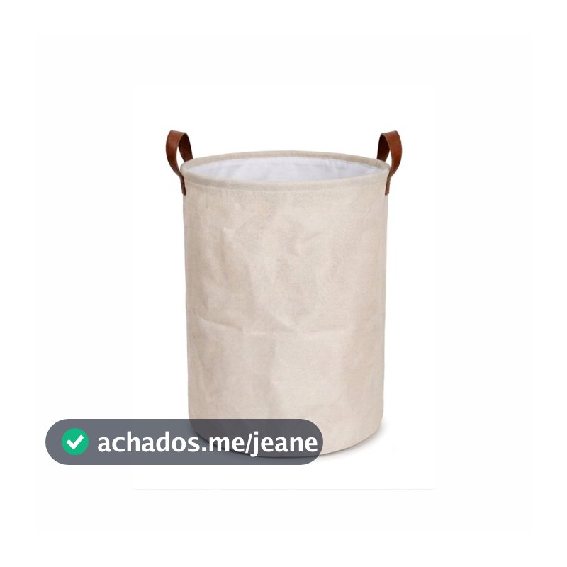 Cesto Organizador De Tecido Tipo Linho Dobrável Redondo Brinquedos Roupa Suja Ideal para Lavanderia Quarto Banheiro