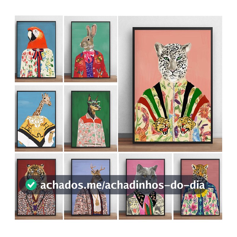 Quadro Marca de luxo Animais Moda Retrato Leopard Tiger Nordic Wall Art Imagem para Sala