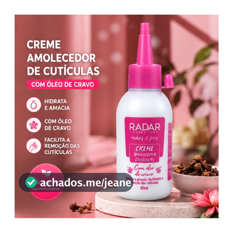 Kit 3 Amolecedores de Cutícula Radar 60ml com Óleo de Cravo Para Manicure Mãos e Pés