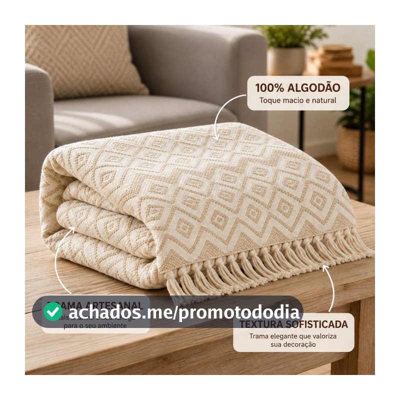 Manta De Sofá Gigante Premium 3,00 x 1,80 M Crochê Artesanal 100% Algodão Envio Imediato