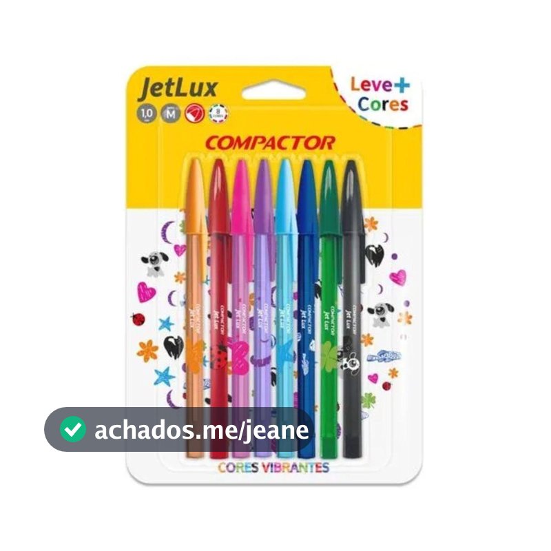KIT 8 CANETAS COLORIDAS JETLUX - COMPACTOR