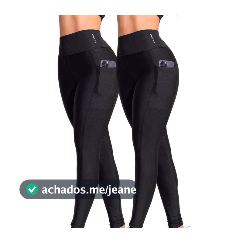 Kit 2 Calças Legging Fitness Feminina com Bolso Cintura Alta Academia Atletyca