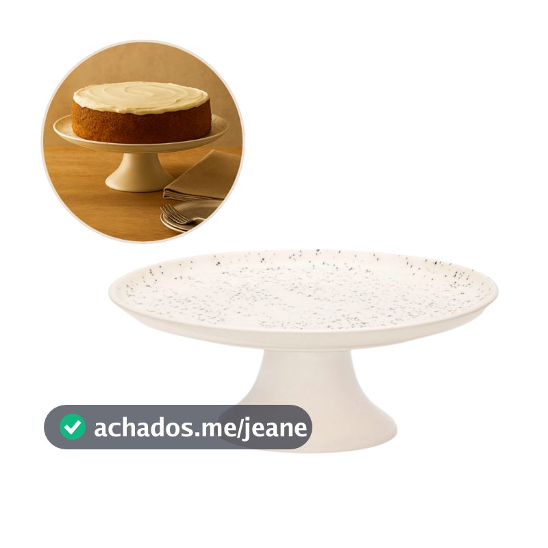 Boleira Prato Para Bolo Com Pé 26cm Oxford Cerâmica Flat Chuvisco