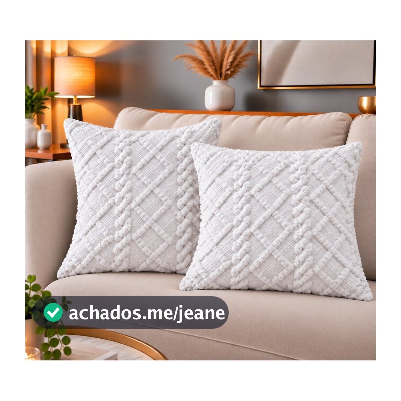 Kit 2 Capa de Almofada Flannel Fleece Trançado 45 x 45 Quadradas Alta Qualidade