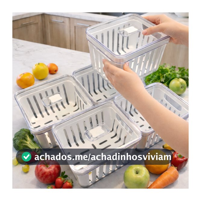 Organizador de Geladeira 3,8 Litros Cesto Com Tampa Multiuso Alimentos Verduras e Vegetais