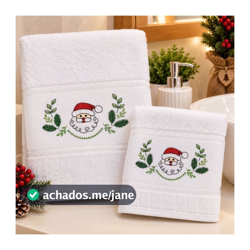 KIT TOALHA ROSTO E LAVABO NATAL 2 PEÇAS