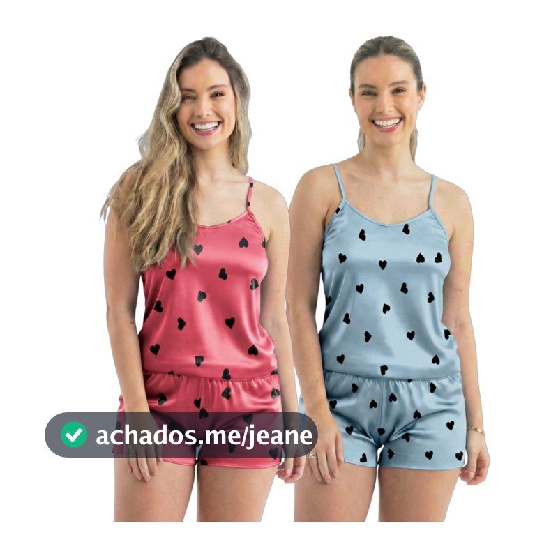 Kit 4 Peças (2 Conjuntos) Pijamas Baby Doll Short Doll Feminina Sem Bojo Conjunto Pijama Estampas Variadas