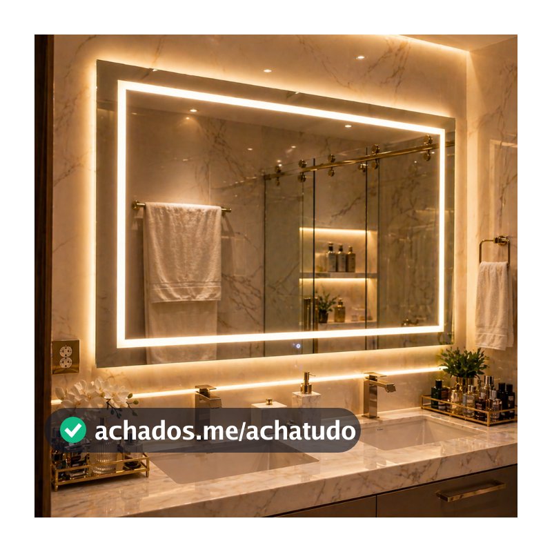 Espelho Camarim LED 120x70 Profissional Grande 3 Cores Luz Jateado Retangular Maquiagem Decorativo