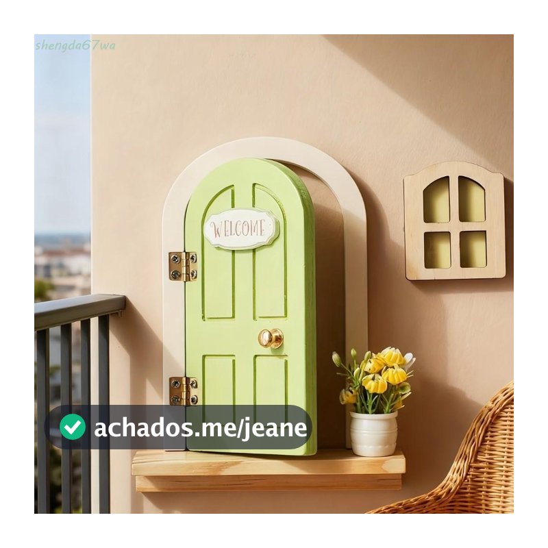 SHENGDA Decorações Para Casa De Bonecas , Janela Que Brilha No Escuro , Mini Porta De Elfo De Fada , Buraco De Rato Cria