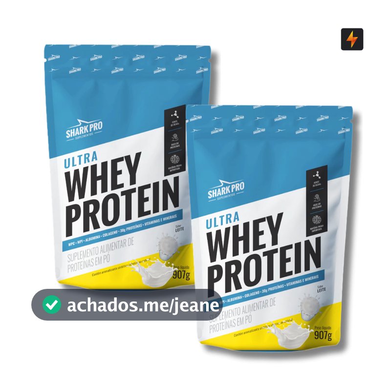 Kit 2x Ultra Whey Protein Refil 907g Proteína Concentrada Shark Pro