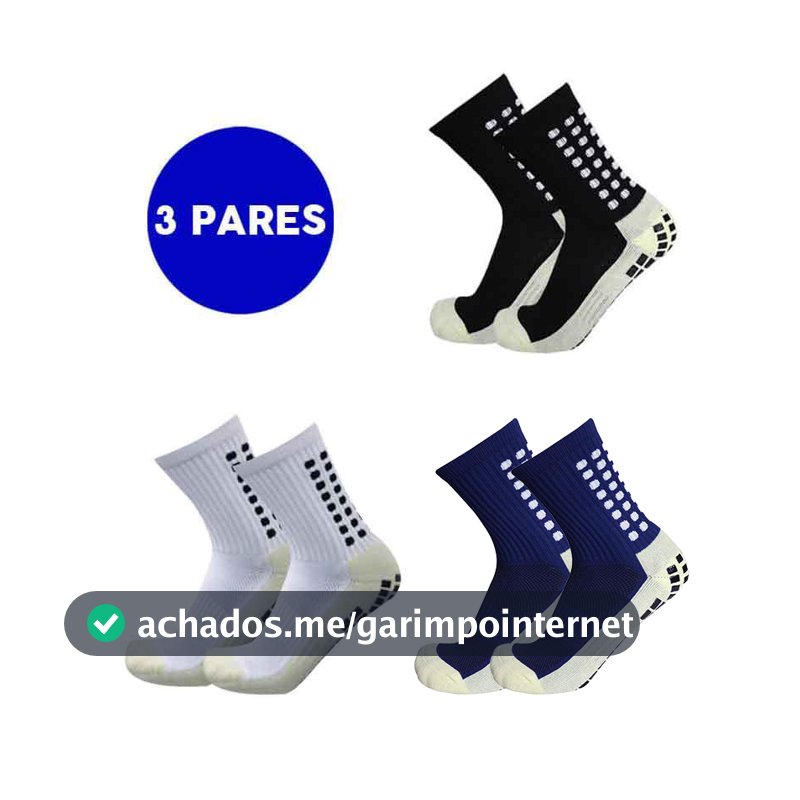 KIT 3 Meia Meias Esportivas Futebol Algodão Antiderrapantes De Alta Qualidade
