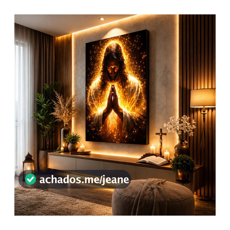 Quadro Decorativo Jesus A Luz da Oração Divina | Arte Cristã | Sala e Quarto