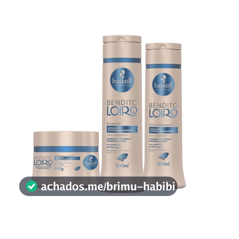 Kit Shampoo Condicionador e Máscara Antidanos Bendito Loiro Haskell 300ml