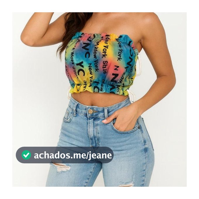 Cropped Feminino Frente única Estampado Colorido com Bojo Casual Verão Moda Feminina