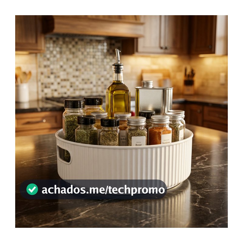 Organizador Giratório  Multiuso  Bandeja para Cozinha, Temperos Frutas Maquiagem Banheiro e Quarto