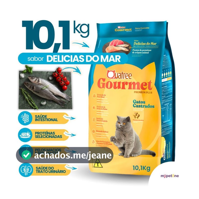 Ração Quatree Gourmet Gatos Castrados Delícias do Mar - 10,1Kg