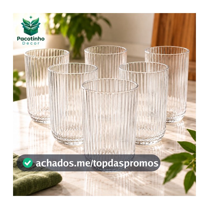 Jogo Copos Canelado e Taças Versalhes Clear Jogo Com 6 ou 12 Peças