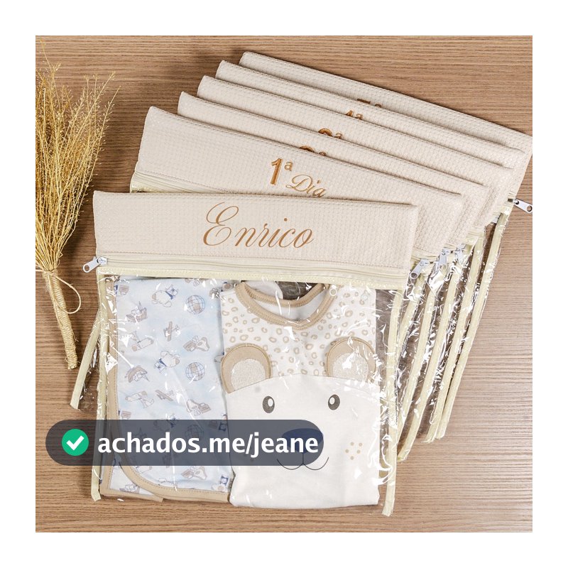 Saquinho Maternidade Para Bebê 4 ou 6 peças Personalizado Organizador Bolsa Mala Maternidade