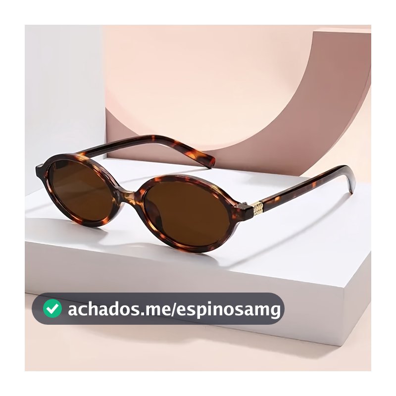 Óculos de sol feminino oval retrô, padrão tartaruga, estilo moderno
