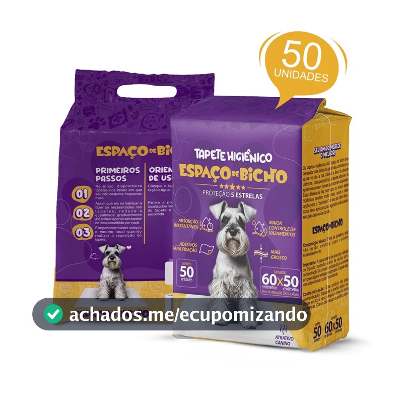 Tapete Higiênico Espaço De Bicho 50 Unidades 50x60cm