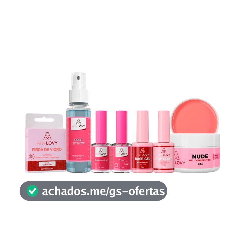 Kit Anylovy Gel Construtor 24g + Preparadores + Fibra De Vidro 5 Mts