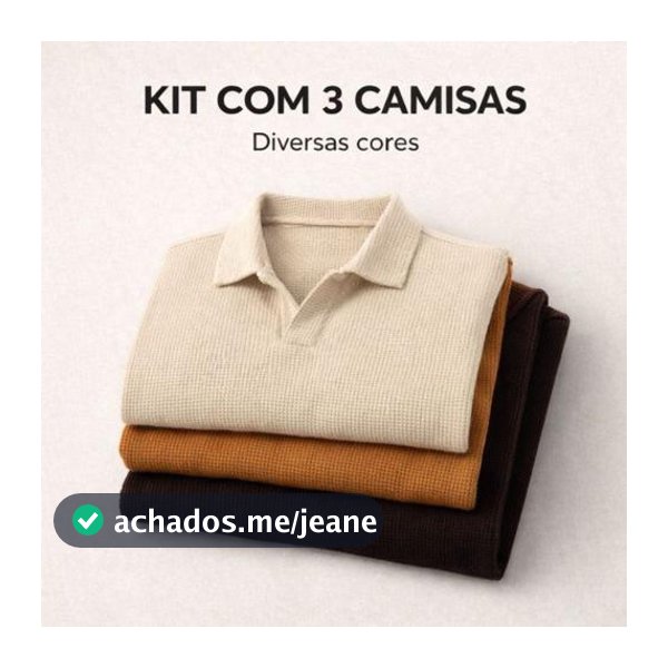 Kit 3 Polo Italiana texturizada sem botão, manga slim Camisa Polo Masculino Luxo