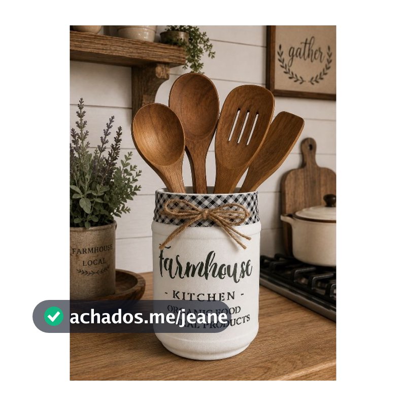 Porta utensílios de cozinha . Pote de vidro Farmhouse.