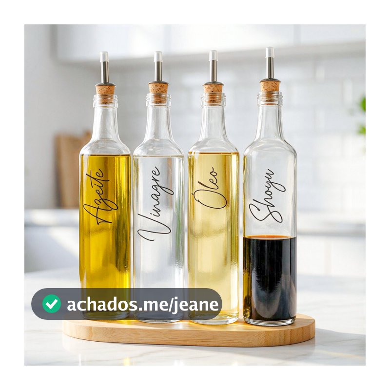 Galheteiro de Vidro 525ml com Bico Dosador Cortiça | Azeite / Vinagre / Óleo / Shoyu / Pimenta / Kit