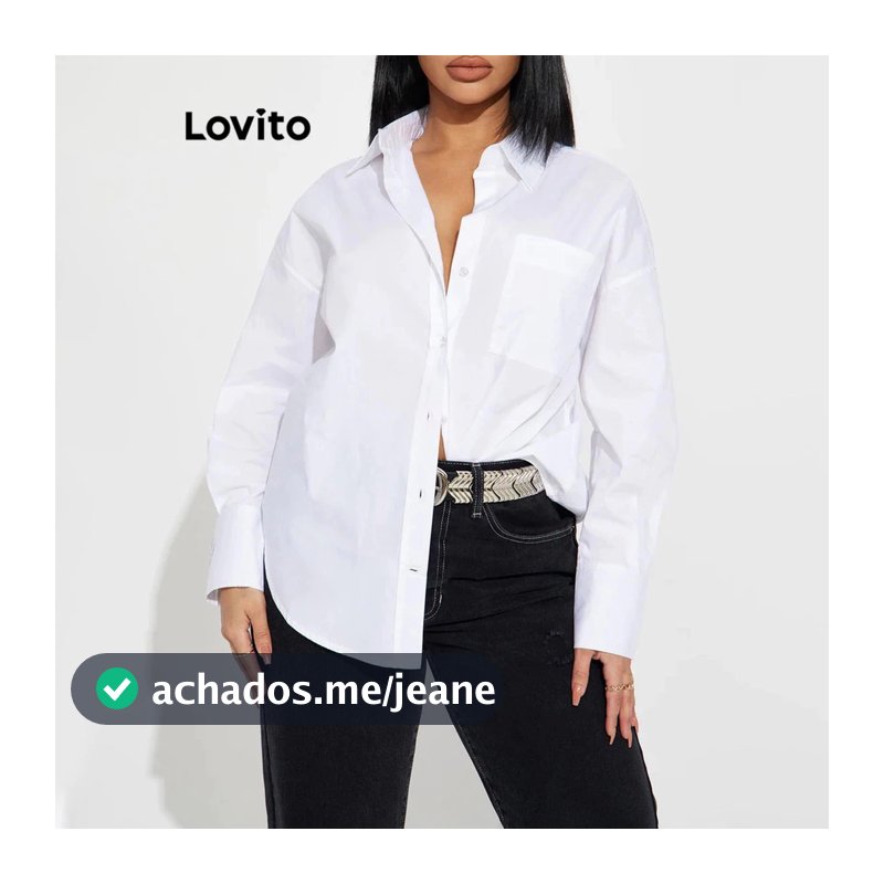 Lovito Camisa Social Feminina Alongada BLB11BR275