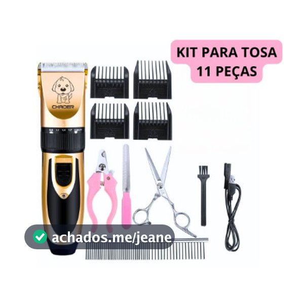 Máquina de Tosa Pet Profissional para Cachorros e Gatos Kit Completo