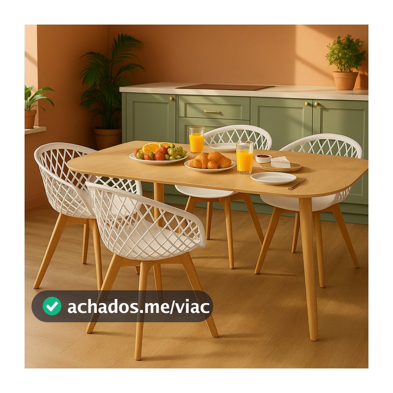 Kit 4 Cadeiras Web Wood Polipropileno Sala de Jantar e Cozinha
