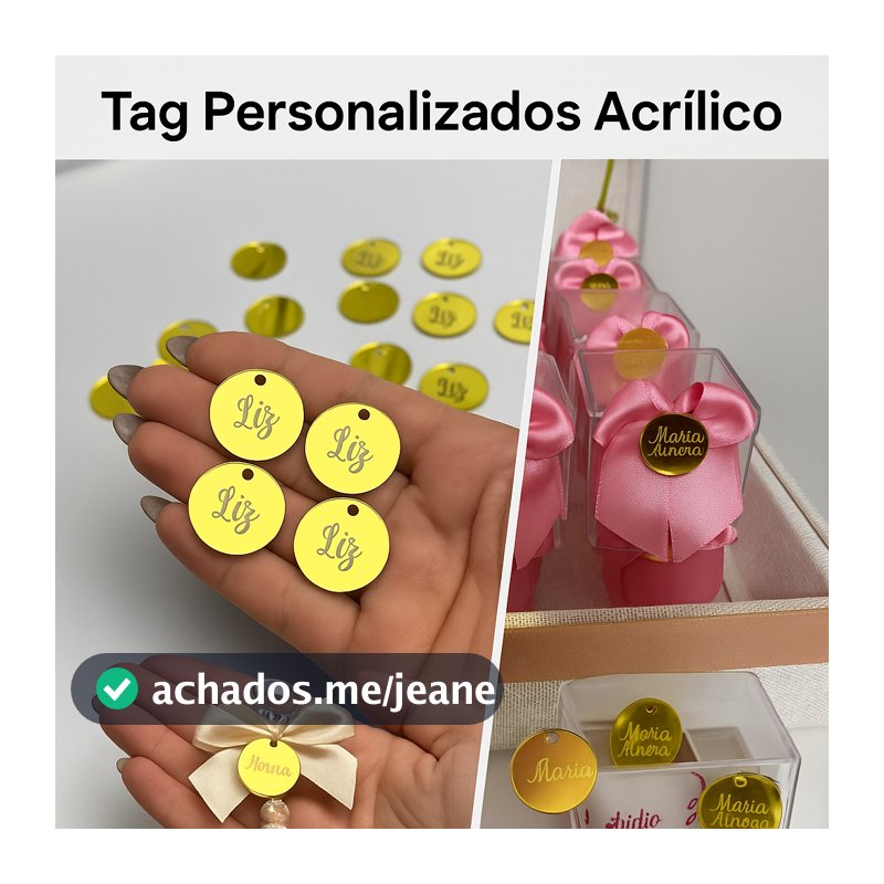 Kit Tags Personalizados Acrílico Etiqueta Decorativa Botton Aplique
