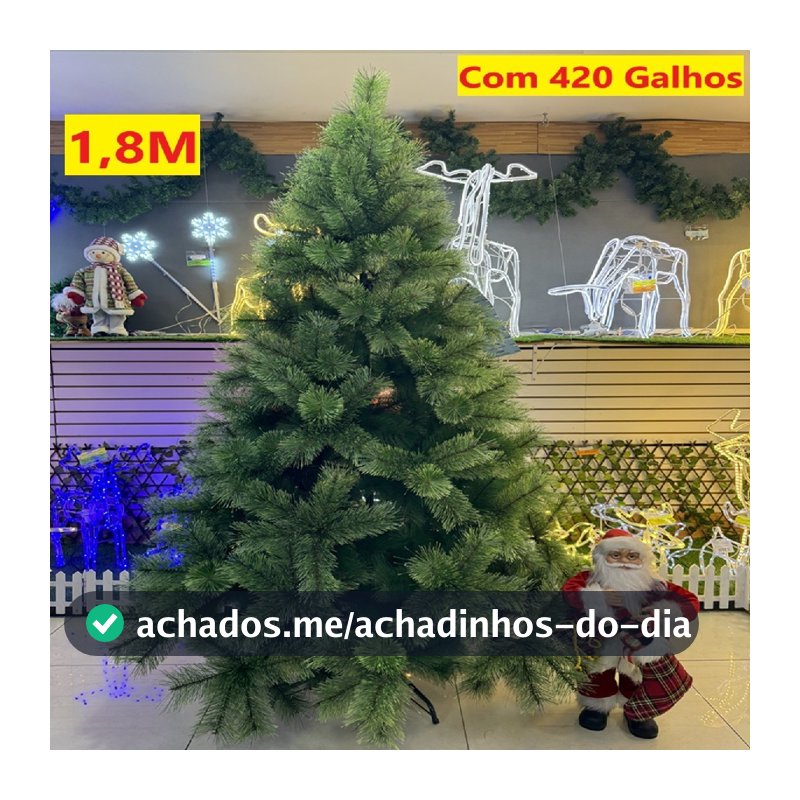 Árvore De Natal Pinheiro 1,80M Verde E 420 Galhos Apoio De Metal Decoração Natal Família Natalina