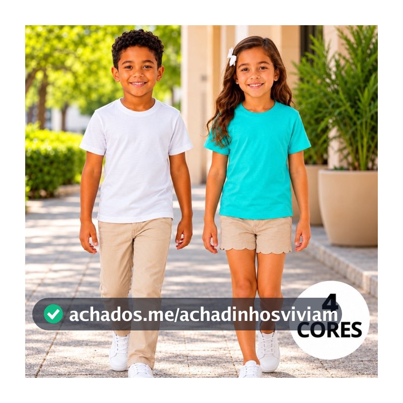 Camiseta Infantil Menino Menina 100% Algodão Manga Curta Básica Lisa
