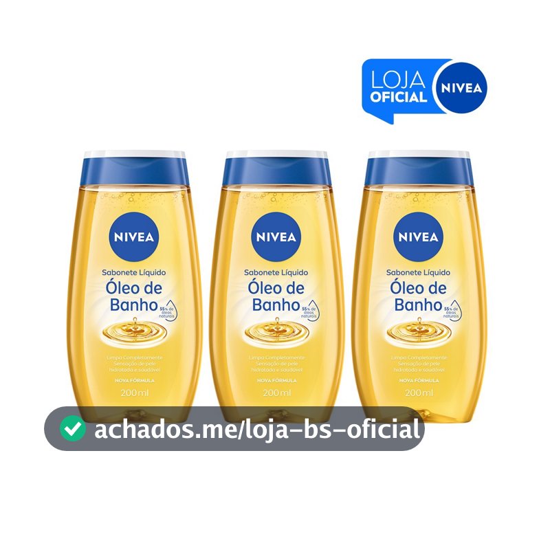 KIT - NIVEA Sabonete Líquido Óleo de Banho 200ml  - 3 unidades
