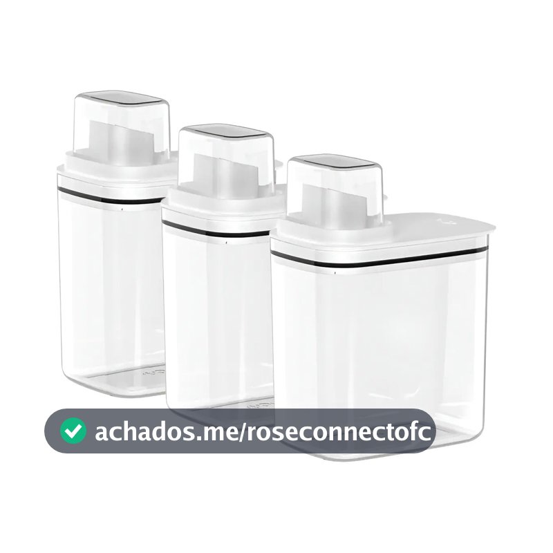 Kit Lavanderia 3 Dispenser para Sabão Líquido ou em Pó 1,5L Branco - OU