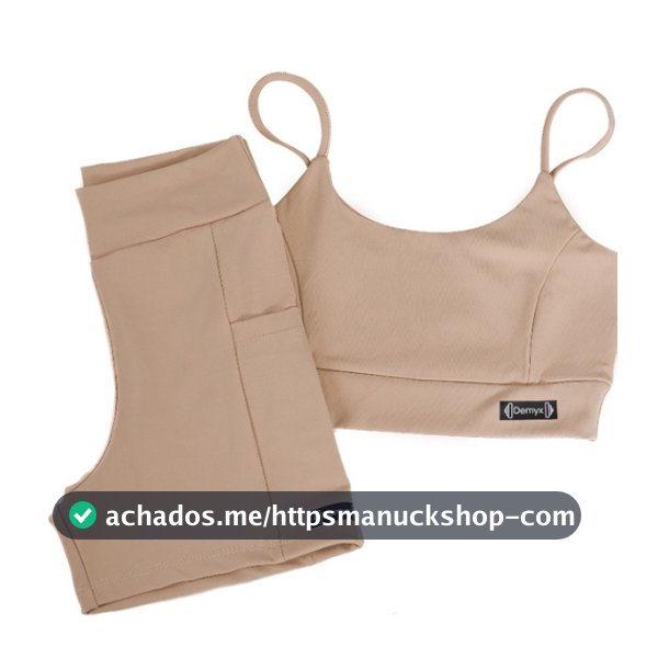 Conjunto Fitness Cintura Alta Compressão Abdomem Proteção UV