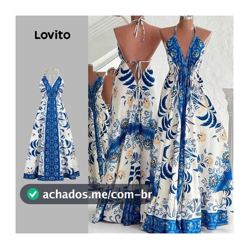 Lovito Férias Vestido Estilo Resort Cadarço Para Primavera/verão Feminino Bordado LBL31248