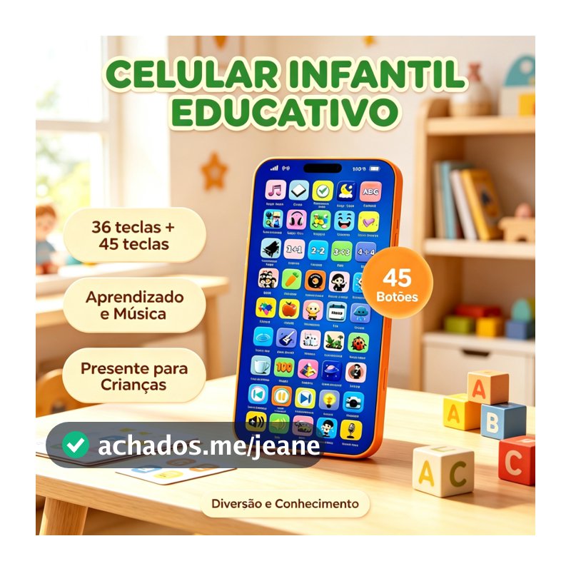 Celular Infantil Telefone de Brinquedo Educativo Recarregável Interativo Musical para Bebês