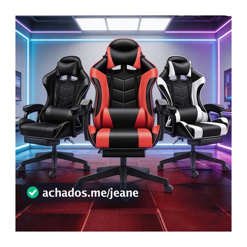 Cadeira Gamer Profissional Escritório Ergonômica Reclinável Confortáv Com Rodinha Apoio Para Pés F19
