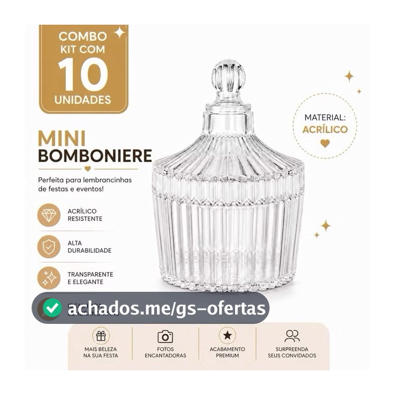 50/60/70/80/100 MINI BOMBONIERES EM ACRÍLICO PARA LEMBRANCINHA CASAMENTO, ANIVERSÁRIO, BATIZADO