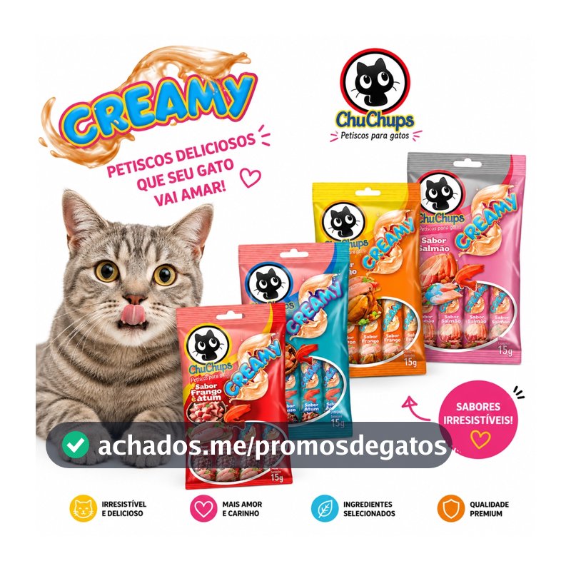 Kit Petisco Cremoso Chuchups Para Cães e Gatos – 4 Sabores - Contém 4un de 15g