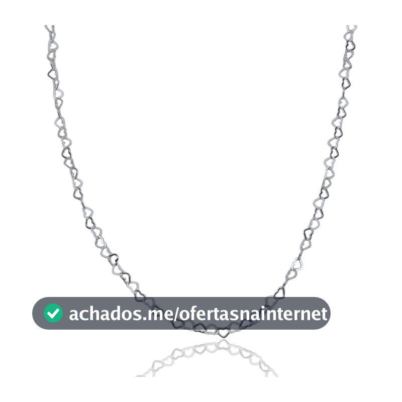 Colar Feminino Choker Gargantilha  Elo Coração Vazado Prata 925 40cm 2,7mm