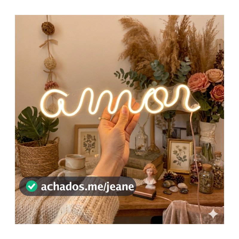Letreiro Luminoso Love Amor Placa Decorativa Led Neon 35x7 cm