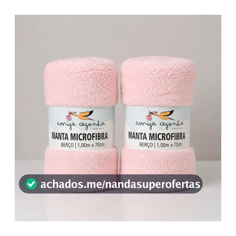 Kit 2 Mantas Microfibra Bebê Berço 1mx70cm Macia Quentinha
